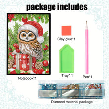 Load image into Gallery viewer, 50 Pages A5 Special Shaped Christmas Owl 5D Diamond Painting Notebook for Teens
