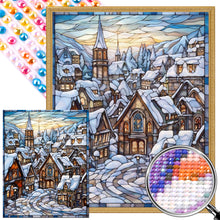 Load image into Gallery viewer, Glass Painting Of A Snowy Town 40*50CM(Picture) Full Round Drill Diamond Painting
