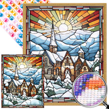 Load image into Gallery viewer, Glass Painting Of A Snowy Town Under The Morning Sun 40*50CM(Picture) Full Round Drill Diamond Painting
