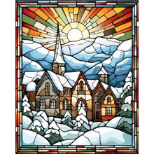 Load image into Gallery viewer, Glass Painting Of A Snowy Town Under The Morning Sun 40*50CM(Picture) Full Round Drill Diamond Painting
