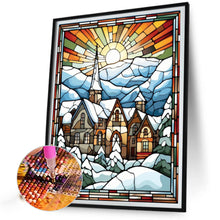 Load image into Gallery viewer, Glass Painting Of A Snowy Town Under The Morning Sun 40*50CM(Picture) Full Round Drill Diamond Painting
