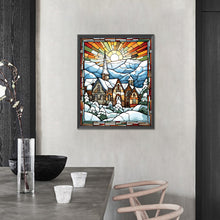 Load image into Gallery viewer, Glass Painting Of A Snowy Town Under The Morning Sun 40*50CM(Picture) Full Round Drill Diamond Painting
