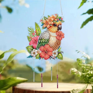 Acrylic Special Shape Parrot DIY Diamond Painting Wind Chimes for Window Wall