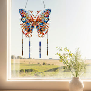 Acrylic Special Shape Butterfly DIY Diamond Painting Wind Chimes for Window Wall