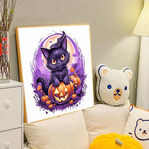 Halloween Pumpkin Cat 40*40CM(Canvas) Full Round Drill Diamond Painting