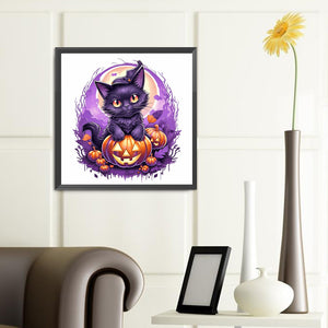 Halloween Pumpkin Cat 40*40CM(Canvas) Full Round Drill Diamond Painting