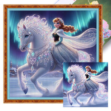 Load image into Gallery viewer, Yishu - Disney Princess Anna On A White Horse - 40*40CM 11CT 3 Stamped Cross Stitch

