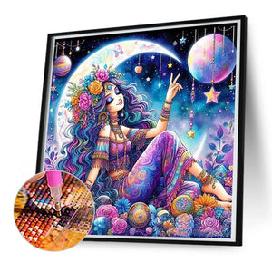 Colorful Cartoon Girl 50*50CM(Canvas) Full Round Drill Diamond Painting