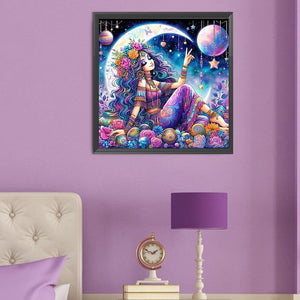 Colorful Cartoon Girl 50*50CM(Canvas) Full Round Drill Diamond Painting