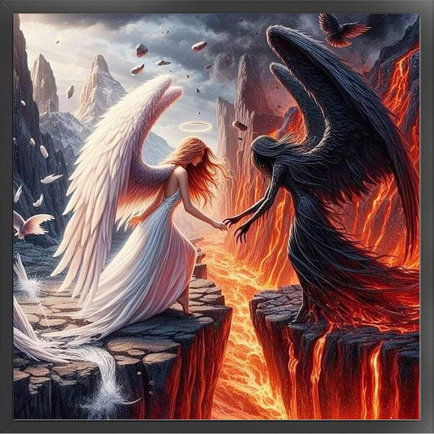 Black And White Yin-Yang Angel - Full 11CT Stamped Cross Stitch 40x40CM - Huacan