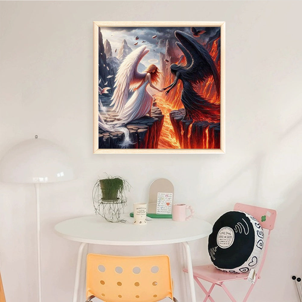 Black And White Yin-Yang Angel - Full 11CT Stamped Cross Stitch 40x40CM - Huacan