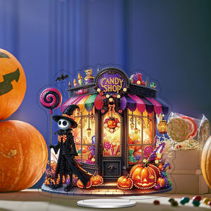 Acrylic Halloween Theme Table Top Diamond Painting Ornament Kits (Candy Shop)