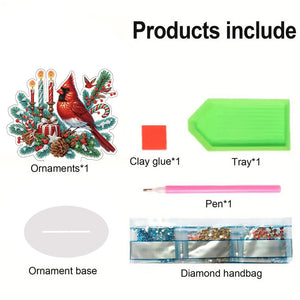 Christmas Table Top Diamond Painting Ornament Kits for Home Office (Cardinal)