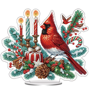 Christmas Table Top Diamond Painting Ornament Kits for Home Office (Cardinal)