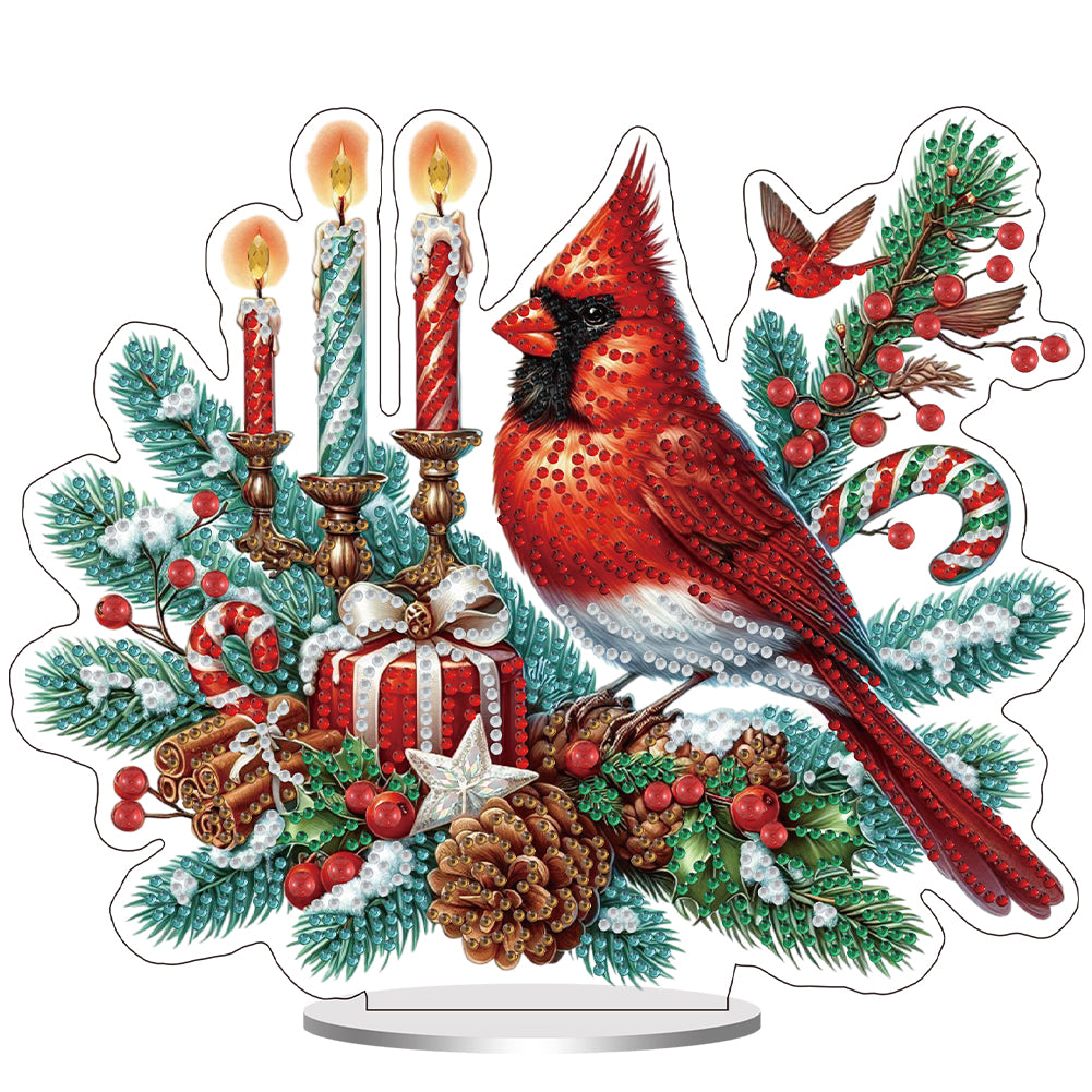 Christmas Table Top Diamond Painting Ornament Kits for Home Office (Cardinal)