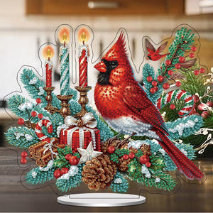 Christmas Table Top Diamond Painting Ornament Kits for Home Office (Cardinal)