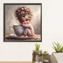 Load image into Gallery viewer, Coffee Cup And Girl 30*30CM(Canvas) Full Round Drill Diamond Painting
