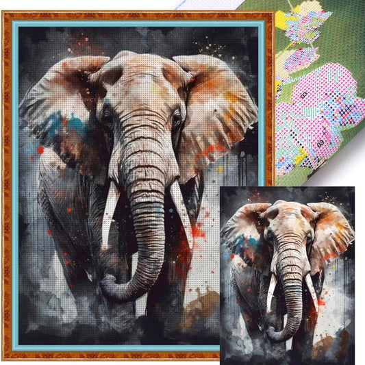 Elephant - Full 11CT Stamped Cross Stitch 40x53CM - Yishu