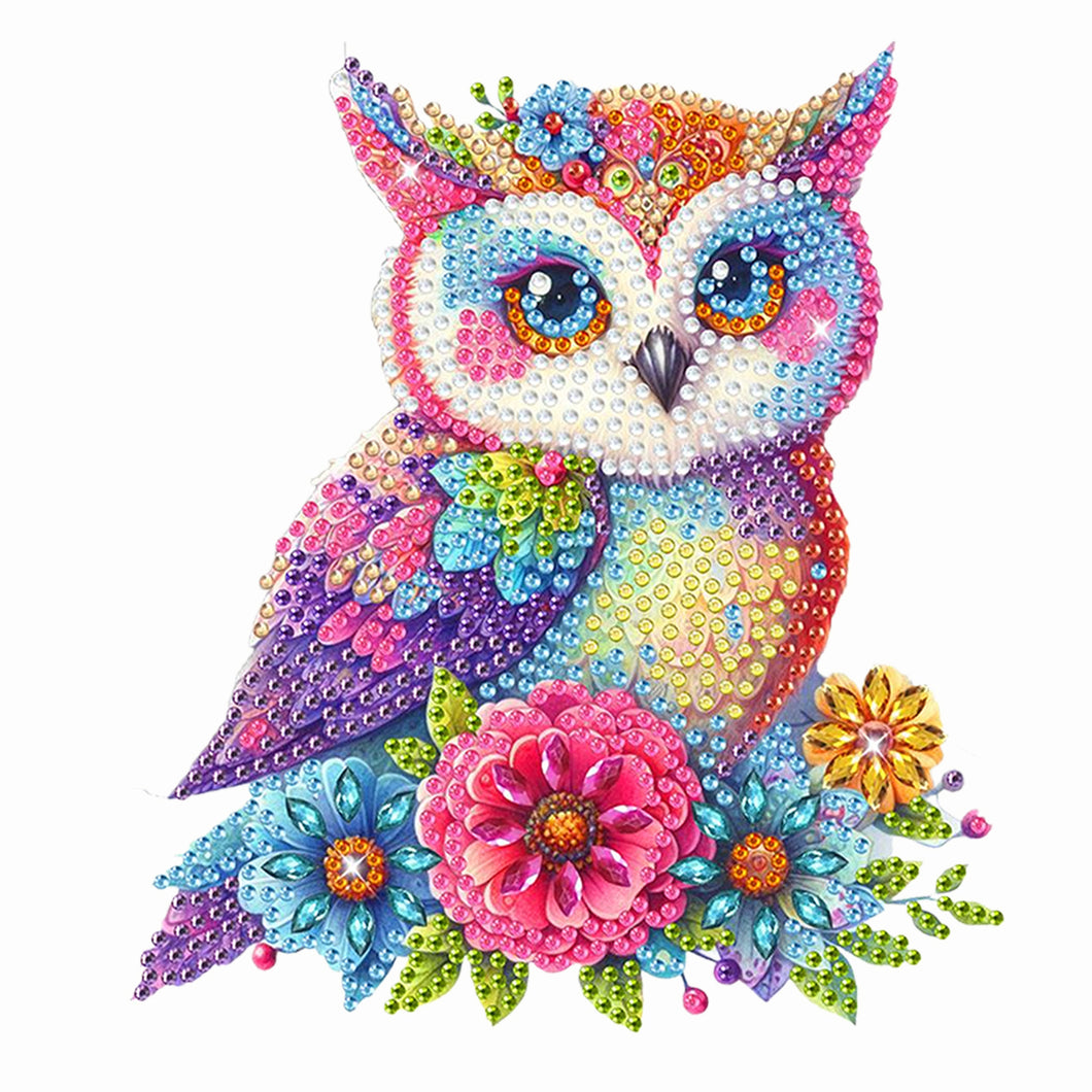 2D Flat Flower Owl DIY Diamond Painting Kit Acrylic Shaking Head Ornament Gifts