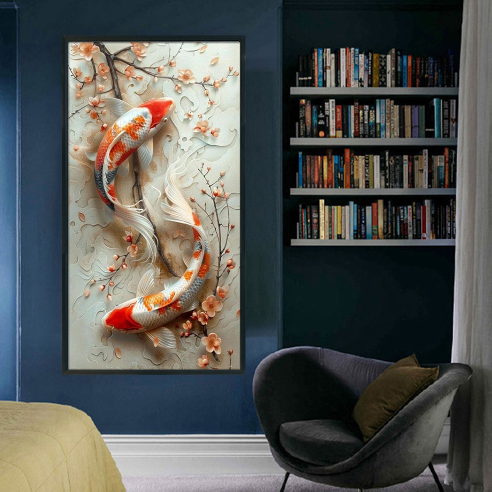 Lucky Koi - Full 11CT Stamped Cross Stitch 40x70CM - Yishu