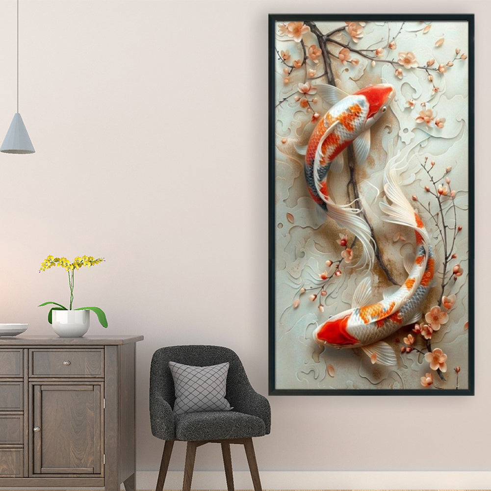 Lucky Koi - Full 11CT Stamped Cross Stitch 40x70CM - Yishu