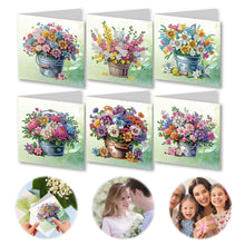 Load image into Gallery viewer, 6PCS DIY Flower Bucket Diamond Art Greeting Cards Congratulations Cards &amp; Gifts
