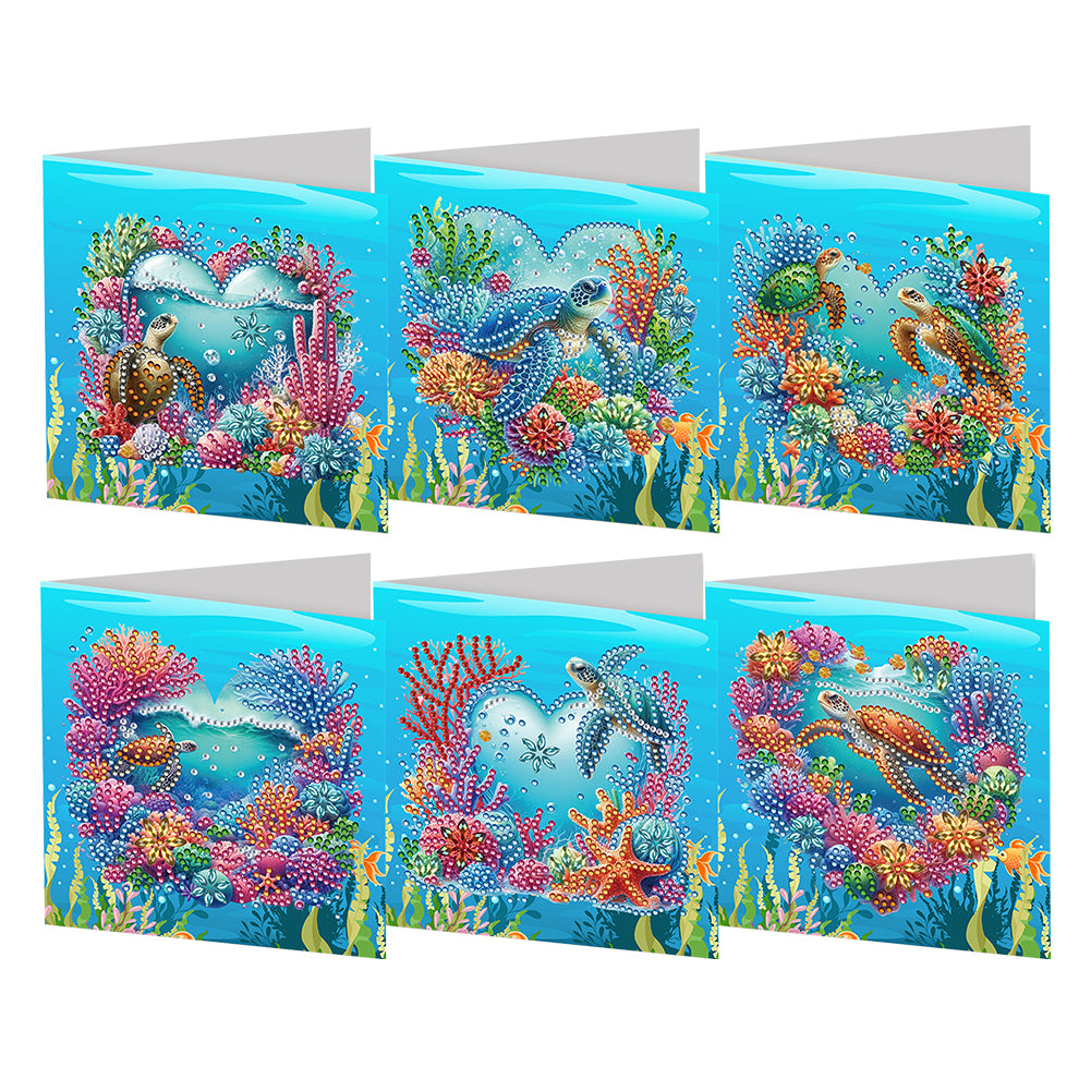 6PCS DIY Turtle Diamond Art Greeting Cards Congratulations Cards & Gifts
