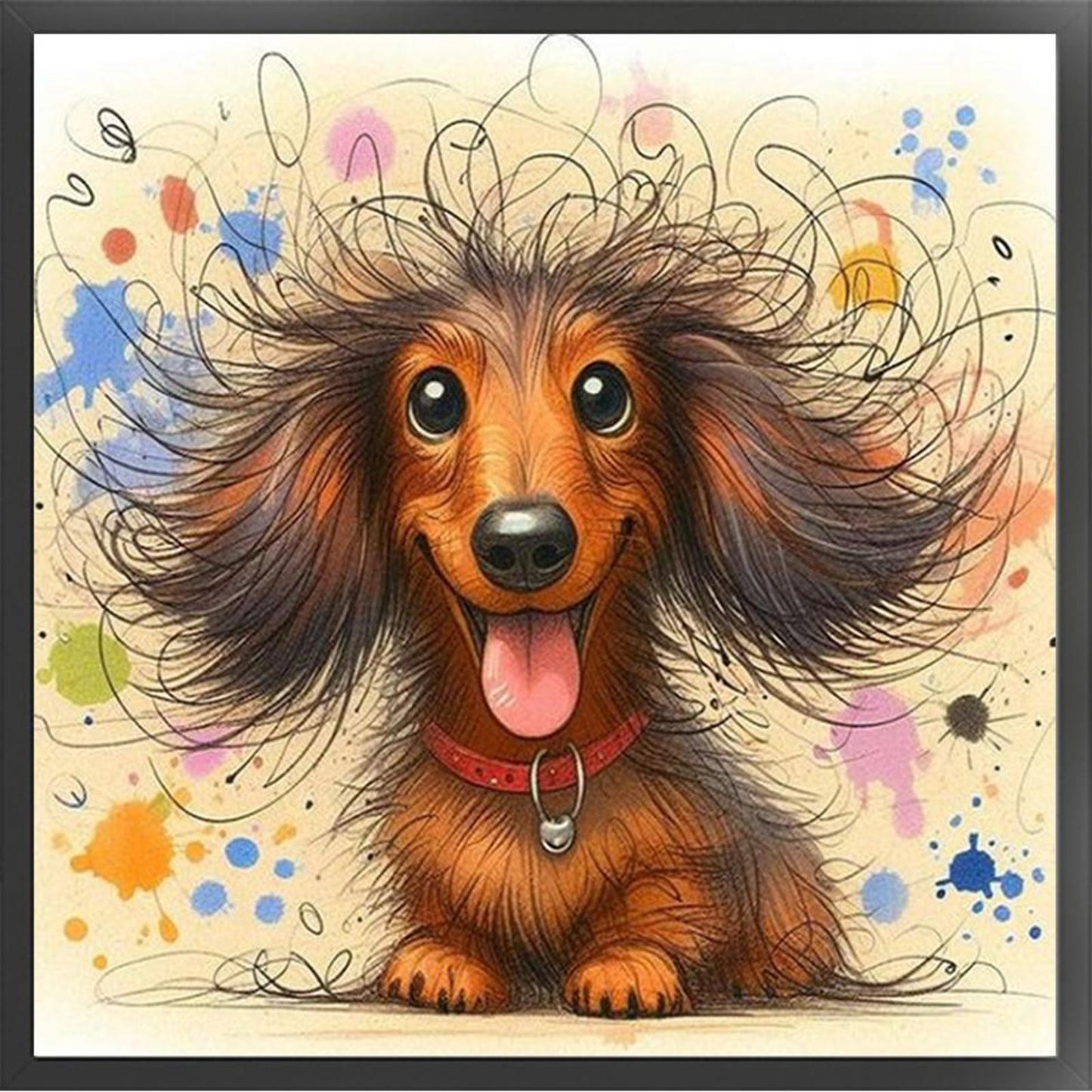 Colored Pencil Dachshund-Dog - Full 11CT Counted Cross Stitch 45x45CM - Yishu
