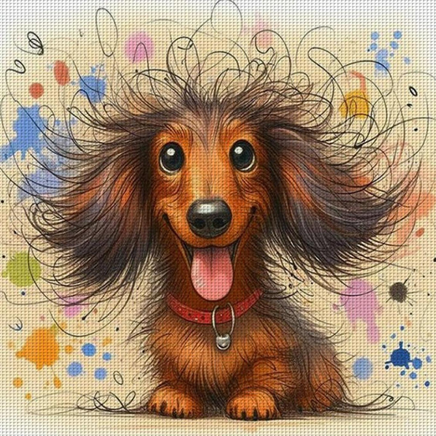 Colored Pencil Dachshund-Dog - Full 11CT Counted Cross Stitch 45x45CM - Yishu