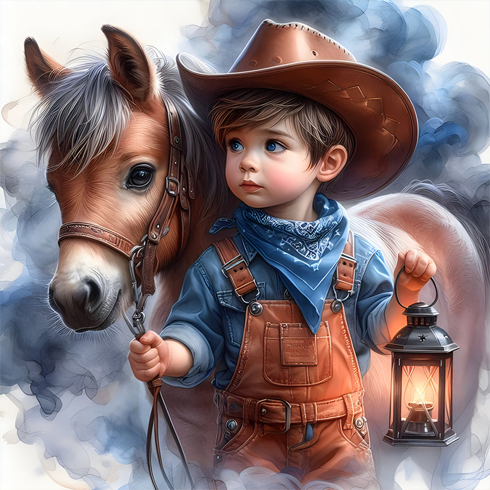 Cowboy Boy 30*30CM(Canvas) Full Round Drill Diamond Painting