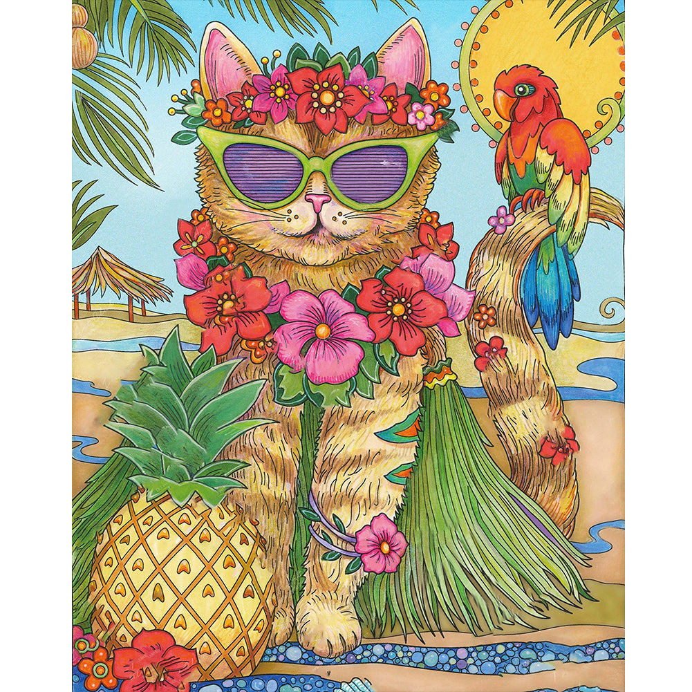 Cat 40*50CM(Canvas) Full Round Drill Diamond Painting