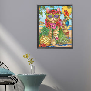 Cat 40*50CM(Canvas) Full Round Drill Diamond Painting