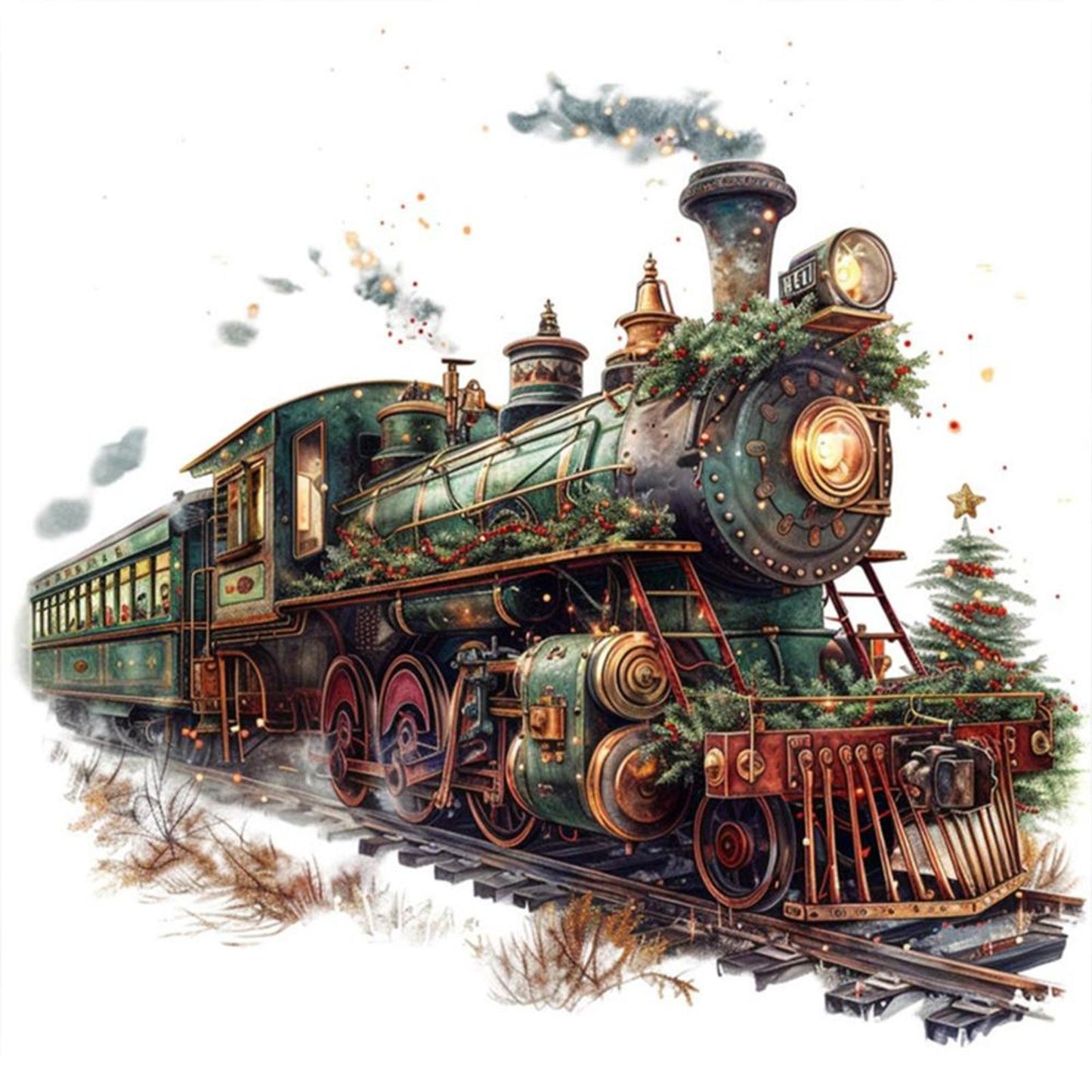 Train - Full 11CT Stamped Cross Stitch 50x50CM - Huacan