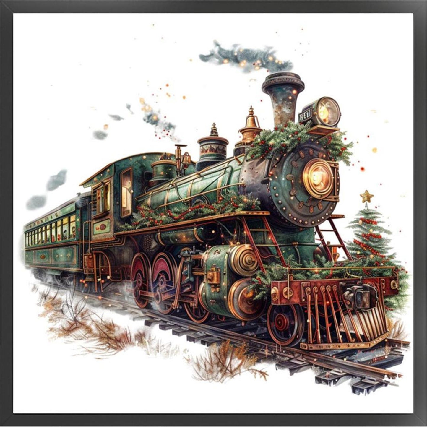 Train - Full 11CT Stamped Cross Stitch 50x50CM - Huacan