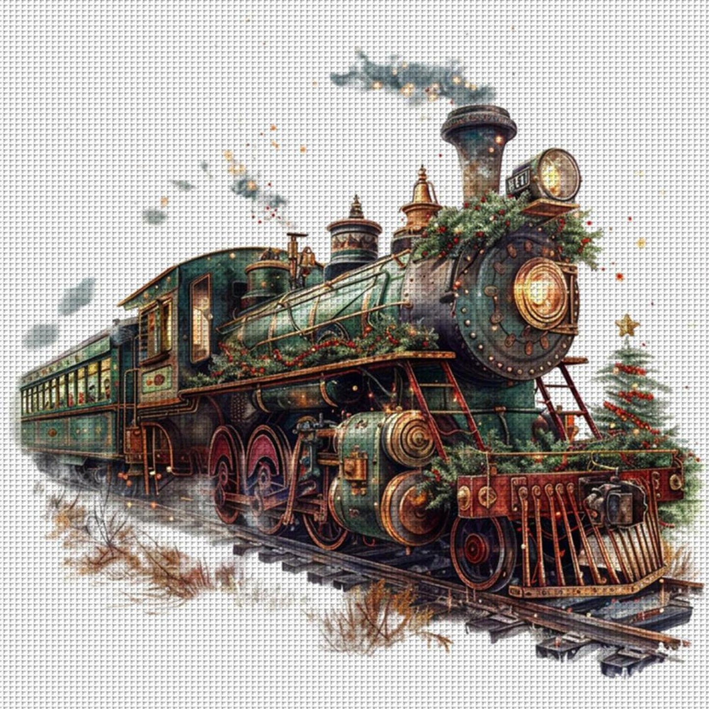 Train - Full 11CT Stamped Cross Stitch 50x50CM - Huacan