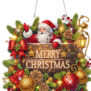 Christmas Xmas Santa Claus 2D Flat DIY Wooden Diamond Painting Set Diamond Art Pendant