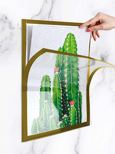 Magnetic Diamond Painting Frame Self Adhesive Desktop Photo Frame (25x35cm Gold)
