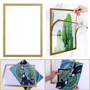 Magnetic Diamond Painting Frame Self Adhesive Desktop Photo Frame (25x35cm Gold)