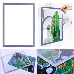 Magnetic Diamond Painting Frame Self Adhesive Photo Frame (25x35cm Silver)