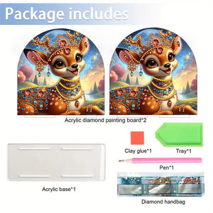 Christmas Acrylic DIY 5D Diamond Art Painting Napkin Holder Table Decor (Deer)