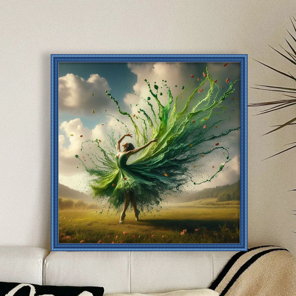 Ballet Girl - Full 11CT Stamped Cross Stitch 40x40CM - Yishu