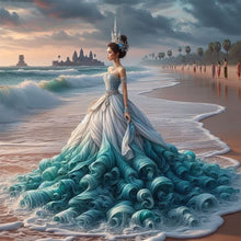 Load image into Gallery viewer, Yishu - Girl And Castle On The Beach - 40*40CM 11CT 3 Stamped Cross Stitch
