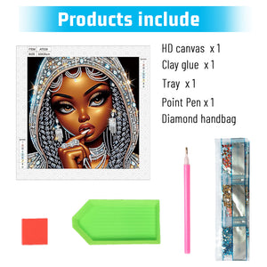 Exotic Black Girl 30*30CM(Canvas) Partial Special Shaped Drill Diamond Painting