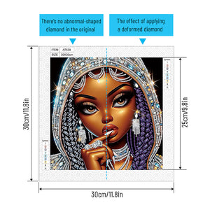 Exotic Black Girl 30*30CM(Canvas) Partial Special Shaped Drill Diamond Painting