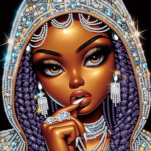 Exotic Black Girl 30*30CM(Canvas) Partial Special Shaped Drill Diamond Painting