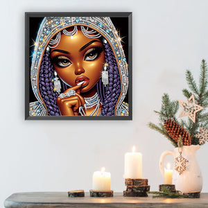 Exotic Black Girl 30*30CM(Canvas) Partial Special Shaped Drill Diamond Painting