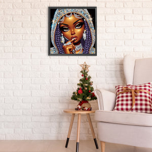 Exotic Black Girl 30*30CM(Canvas) Partial Special Shaped Drill Diamond Painting