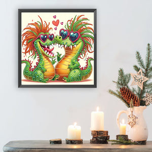 Funny Dinosaur 30*30CM(Canvas) Partial Special Shaped Drill Diamond Painting