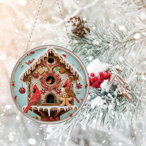 Acrylic Christmas Diamond Art Hanging Pendant Home Decor for Adults(Cardinal)