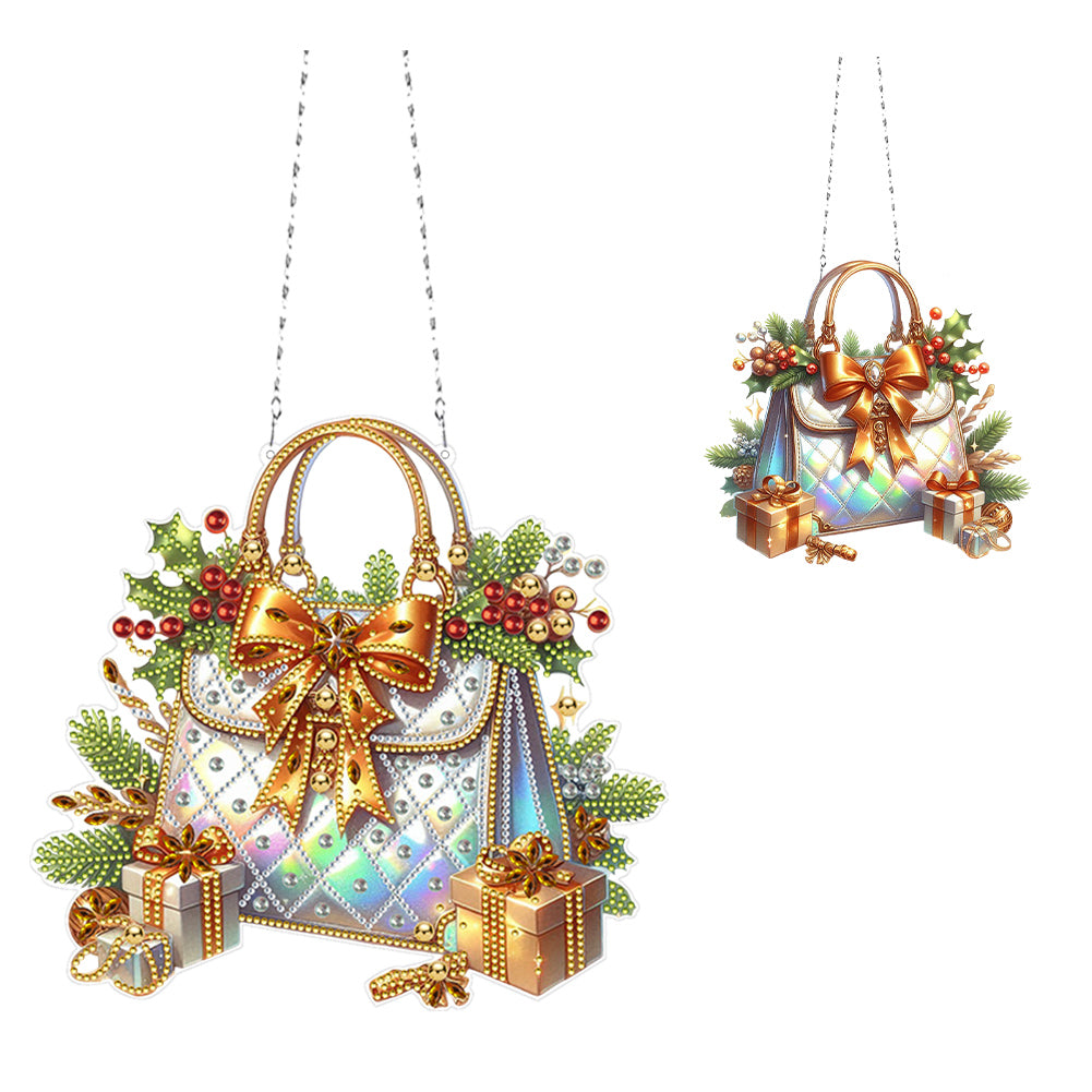 Acrylic Christmas Diamond Art Hanging Pendant Home Decor for Adults (Handbag D)